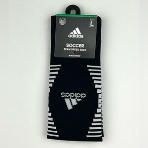 Adidas Soccer Team Speed Sock L Black White Aeroready Mens L 9-13 Women L 10-12